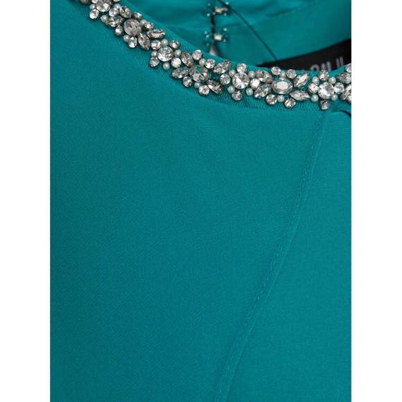 NEW JOSEPH RIBKOFF rhinestone embellished chiffon cape sheath dress in ocean blu - Picture 4 of 4